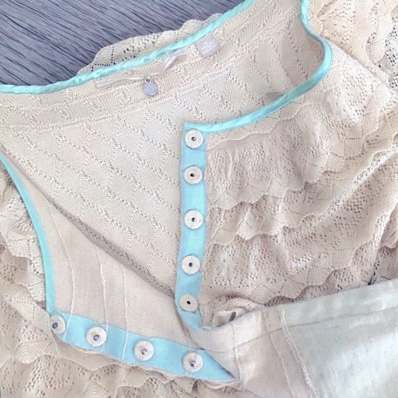 Rare Anthropologie COQUETTE RUFFLED knitted and knotted top 100% silk & wool - Picture 5 of 7